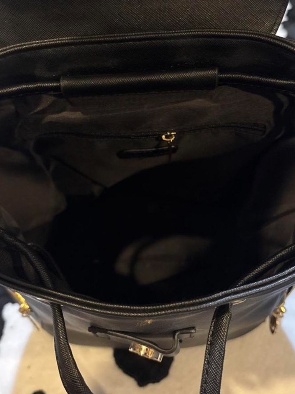 Structured Black Tote with Gold Accent - Women’s Everyday Carry